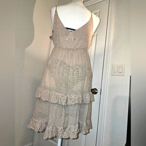Twin Set  grayish-beige Tiered Ruffled Sundress.Size M